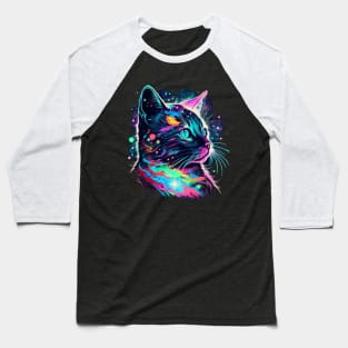 Rainbow Cosmic Cat Baseball T-Shirt